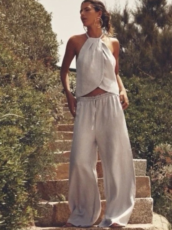 Zara Pants - Zara Linen Halter Top & Linen Palazzo Pants